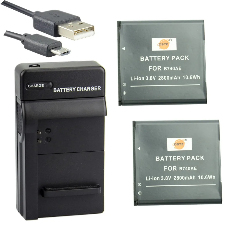 

DSTE 2PCS B740AE Li-ion Battery with USB Port Charger for Samsung NX Mini0 S4 Zoom NX MINI NX3000 SM-C101 SM-C1010 Camera