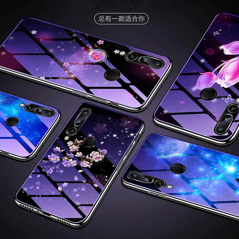 

Beautiful Tempered Glass Phone Case For Huawei Nova 3 3i 4 4E Honor 7X 8X 8C 9 10 Lite Y6 Pro 2019 Back Cover Housing
