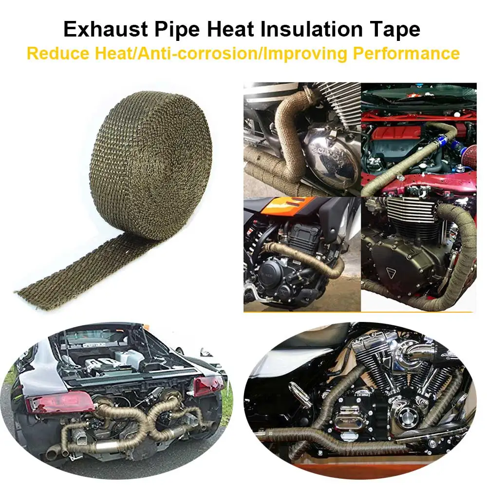 5 Meters Titanium Exhaust Pipe Fiberglass Heat Shield Tape Reduce Heat