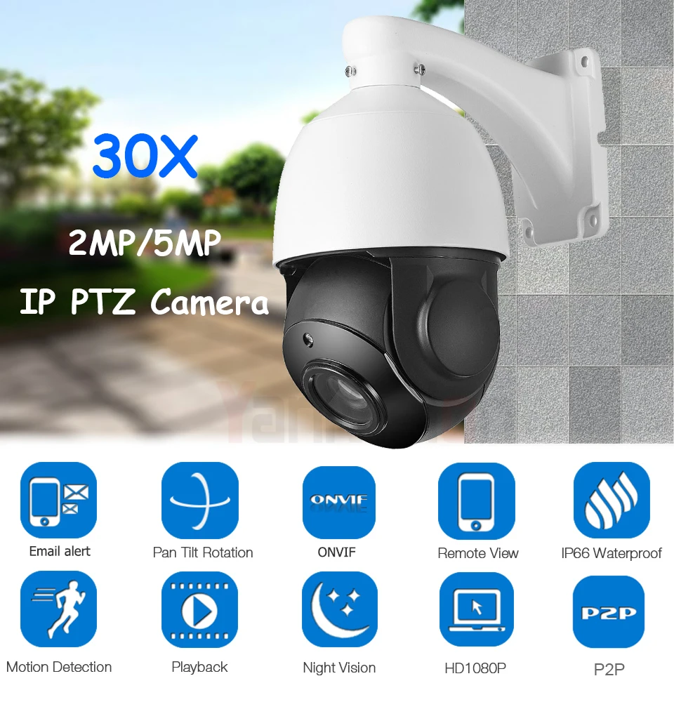 Инжектор POE 5MP 4MP 1080 P открытый IP Камера PTZ 30X зум Влагоустойчивая камера с позиционированием Скорость купол Камера H.265 ИК 80 м P2P видеонаблюдения Камера IP Onvif