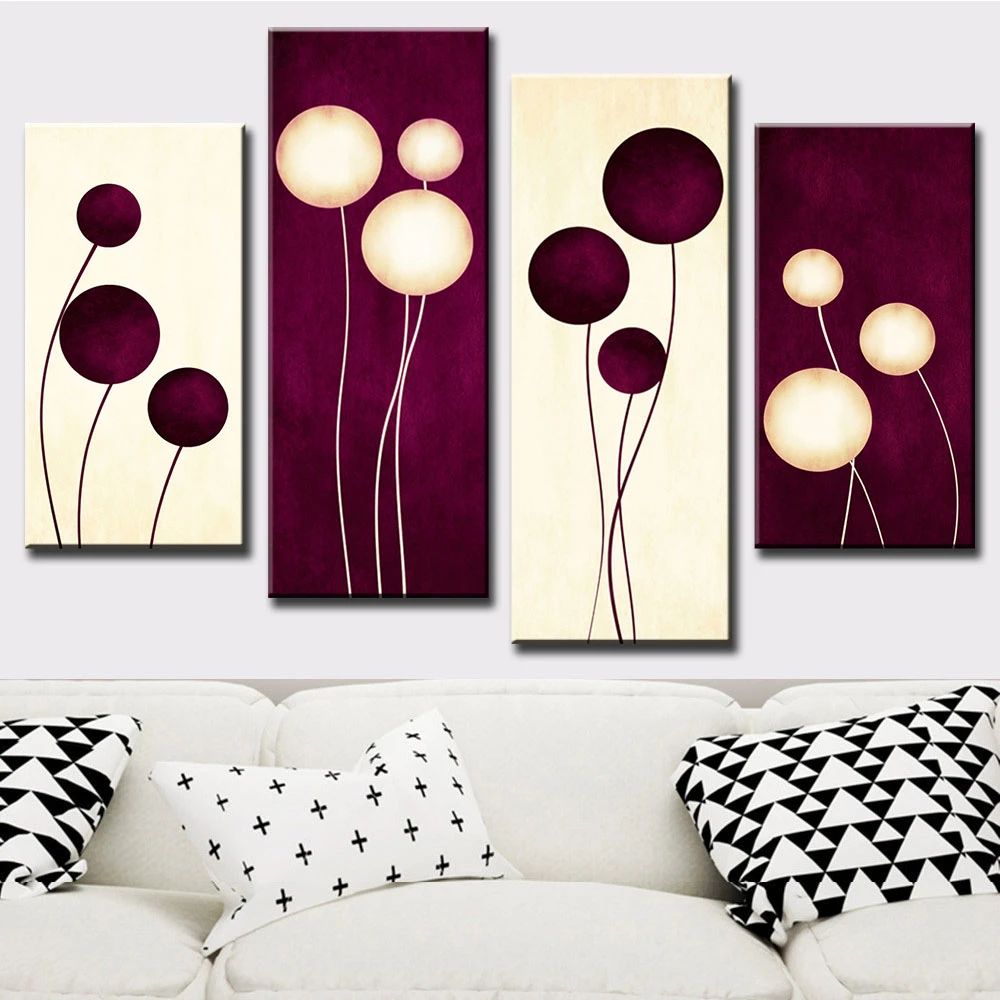 4pcs Home Decor Abstract Flower Wall-Art Canvas Print-Pictures For Living Room