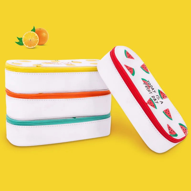 

Solid Color Large-capacity Pencil Case Cute Middle School Multi-functional Canvas Pencil Case