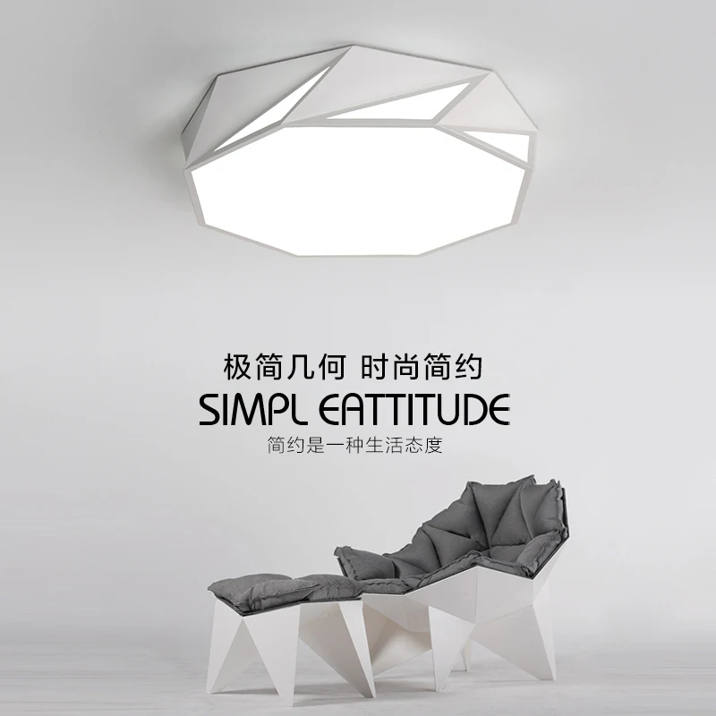 

Art and Design of Lights] Simple Geometry Nordic Living Room Bedroom Study LED Poleless Remote Control Roof Lighting