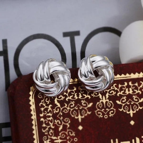 

Hot Sale!!Free Shipping 925 Silver Earring,Fashion Sterling Silver Jewelry Button-Shaped Earrings SMTE377