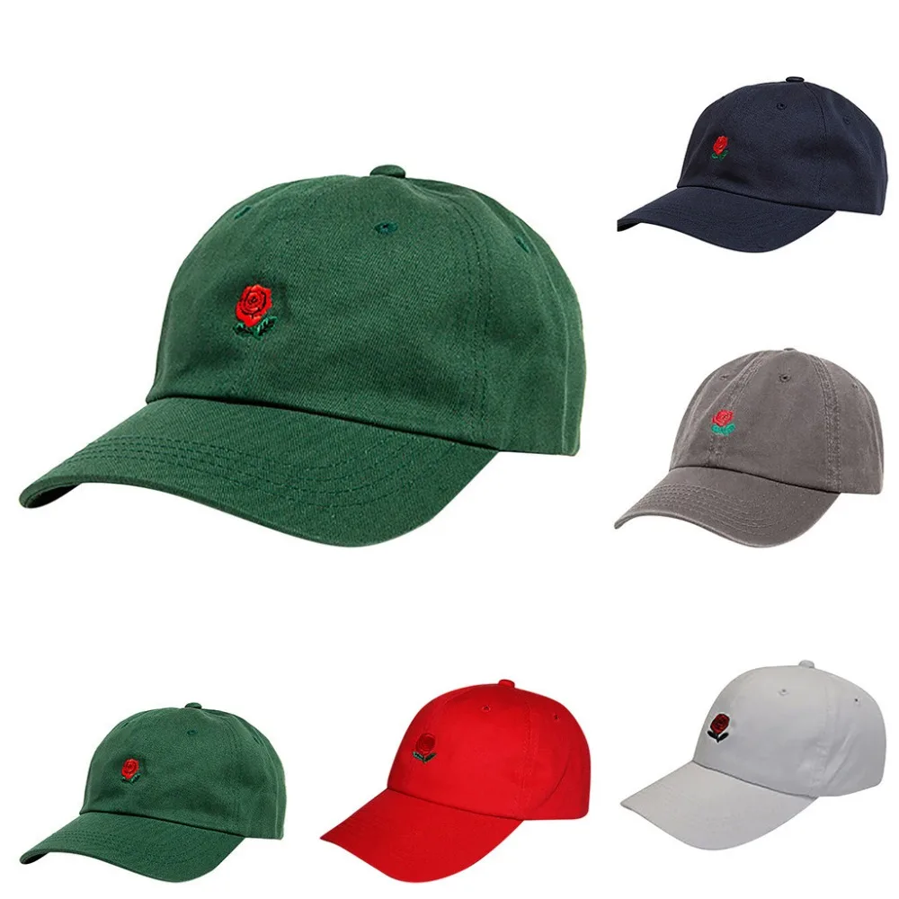 

Caps for running men women Rose Embroidered Dad running Hat Women Men Cute Adjustable Cotton running Cap