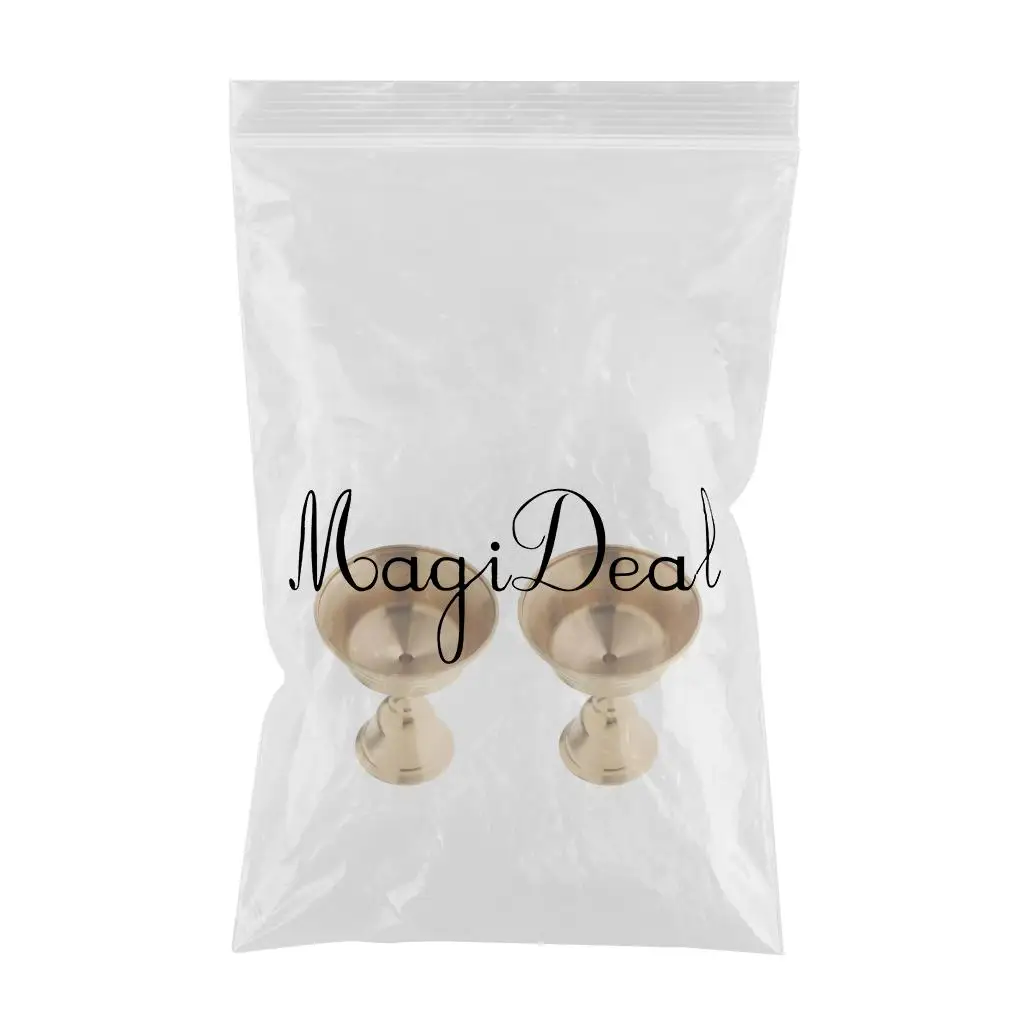 Pack of 2 Thickened Copper Ghee Lamp Candle Holder Buddhism Brass Butter Oil Lamp Candle Holder
