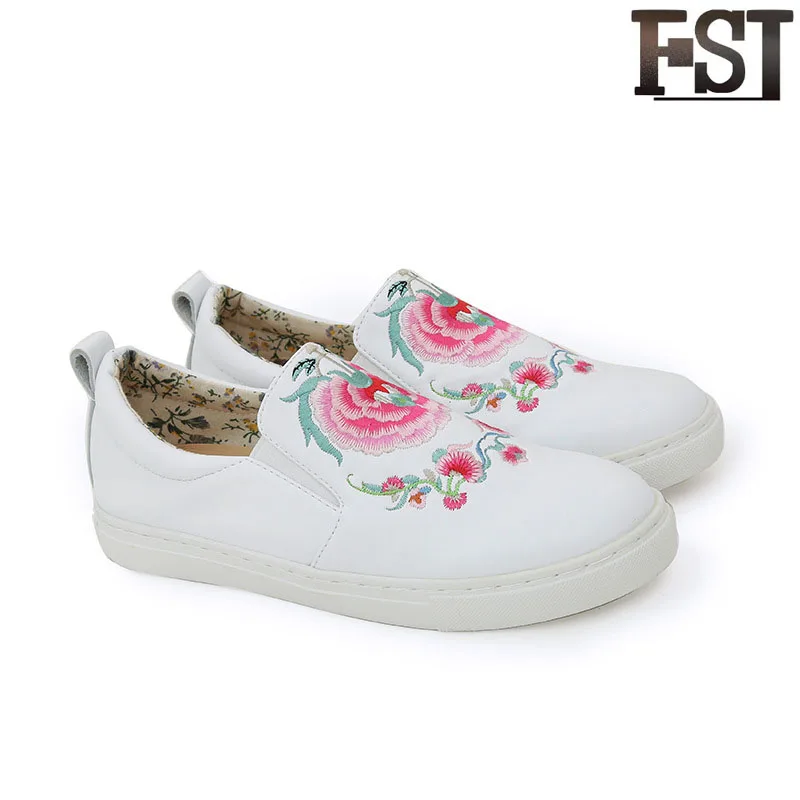 

FSJ Flat Genuine Leather Cow Leather Women Shoes Round Heel Spring/Autumn Shallow Rubber Slip-On Mature Leisure Style Size 36