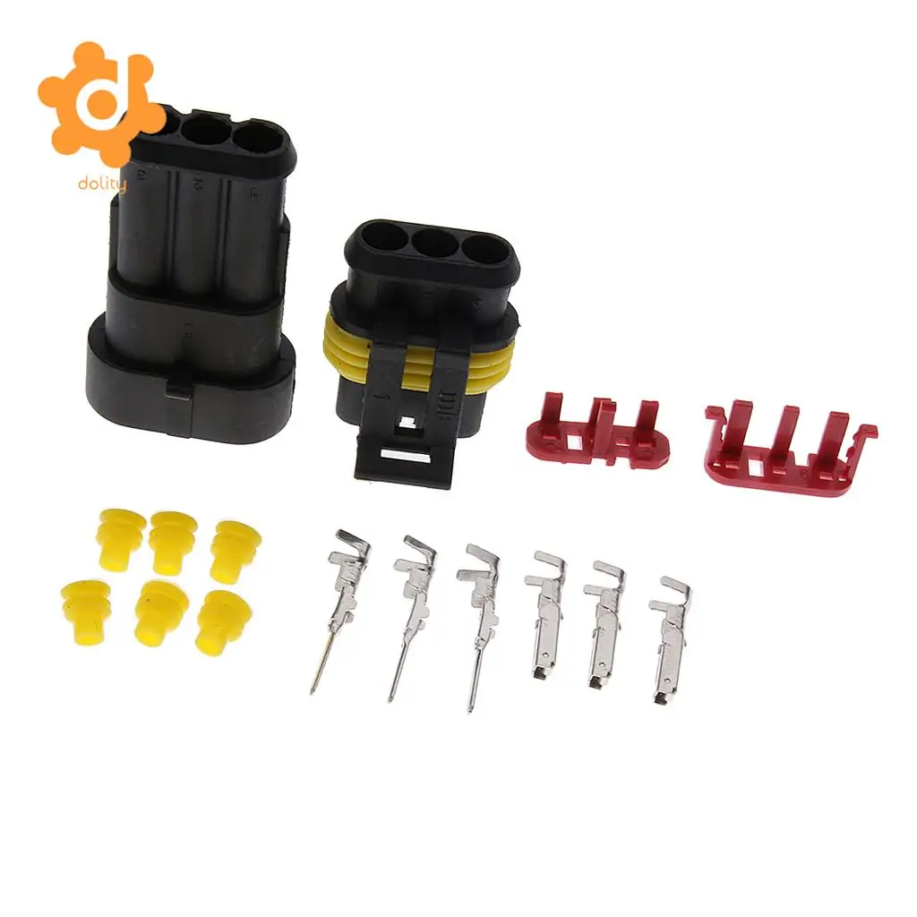 Baoblaze 1 Set 1/2/3/4/6 Pin HID Sealed Waterproof Quick Splice Electrical Wire Connector Plug