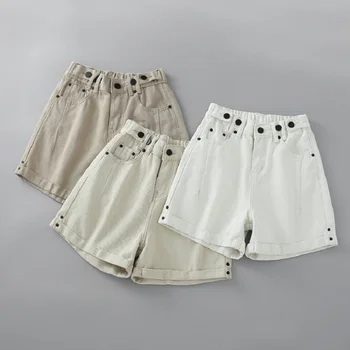 

Hot shorts Summer women Multi-button loose rolled denim shorts casual wide leg shorts female denim shorts for women 2019