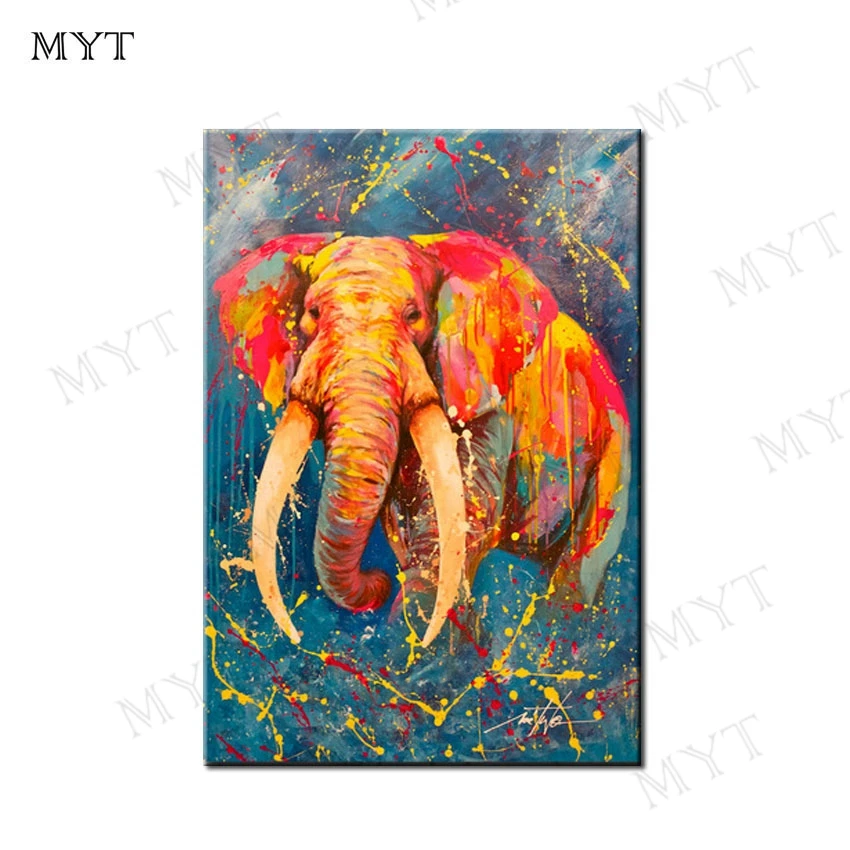 

MYT Elephant 100% Hand Painted Canvas Oil Paintings Modern Abstract Handmade Oil Painting On Canvas Wall Picture For Living Room