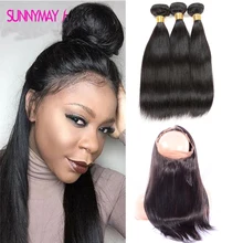 Top Brazilian Virgin Hair Pre Plucked Frontal 360 Lace Frontal With Bundles 3Pcs Lot Straight Human Hair Wefts Free Shipping
