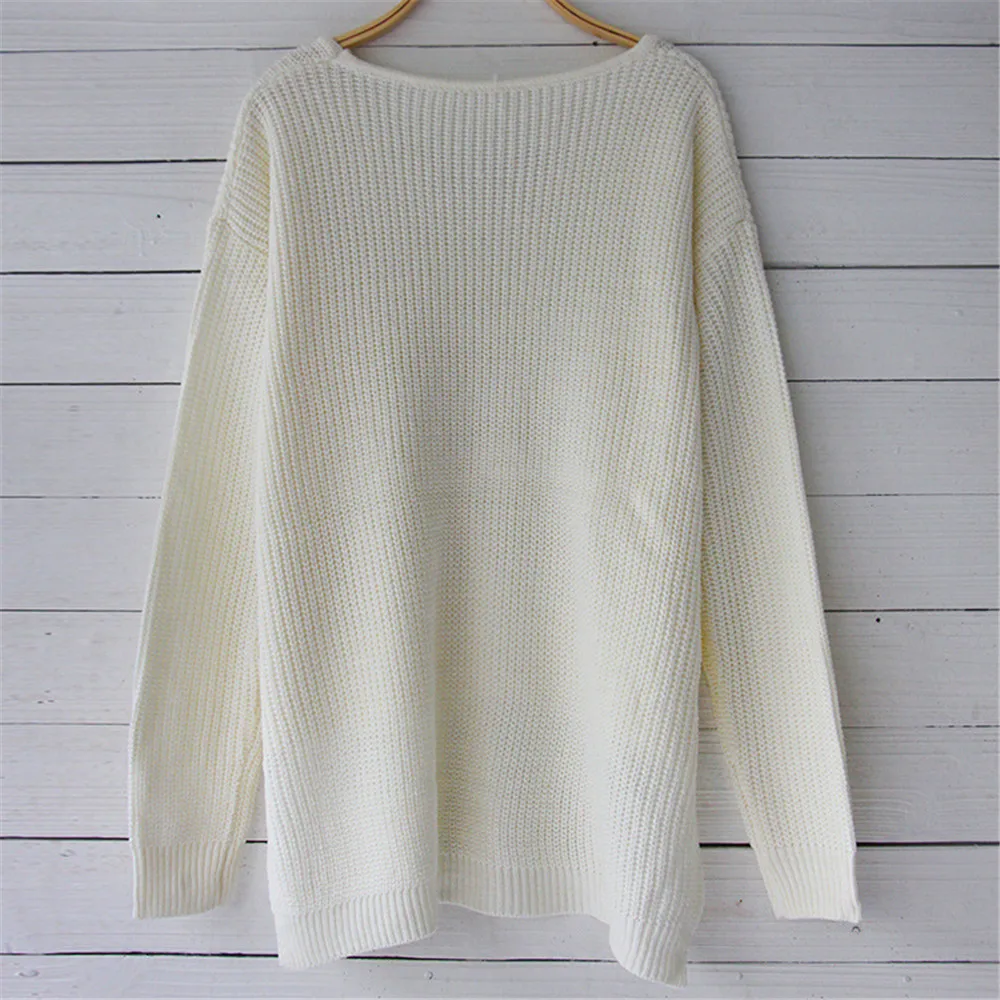 Off Shoulder Sweater Women Split Knitted Tops 2019 New Spring Autumn Pullover Knitwear Woman Clothes Black White V-neck Sweaters