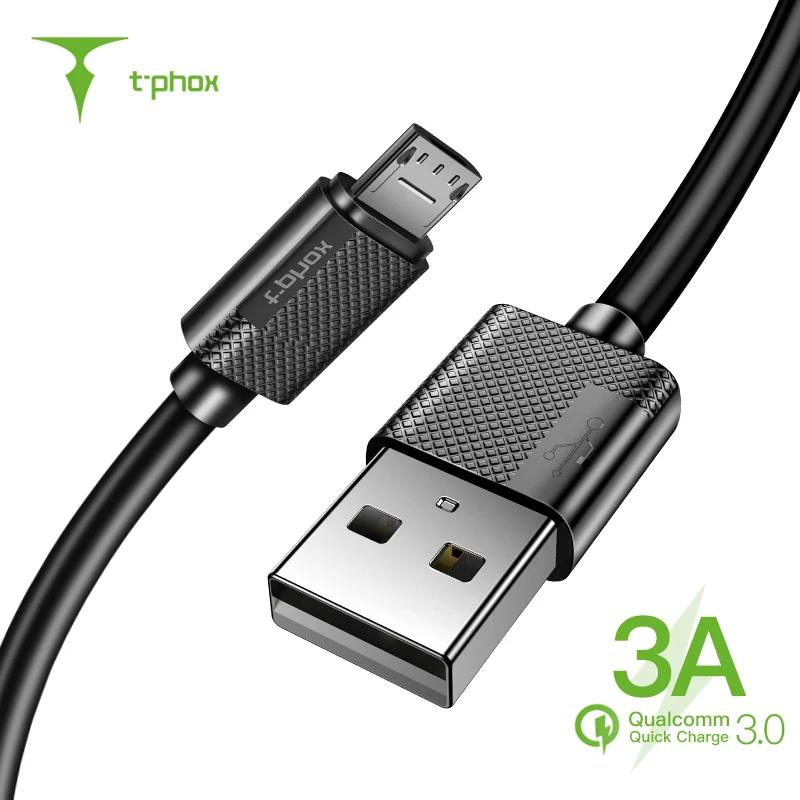 

T-phox Micro USB Cable for Xiaomi Redmi Huawei Samsung Micro USB Phone Charging Cord USB Micro QC3.0 Charging for Phone 3A