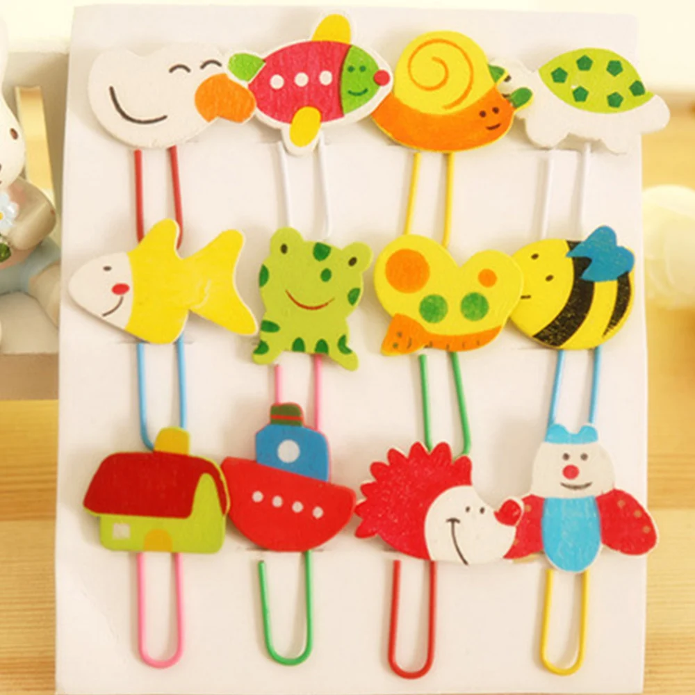12 шт./компл. креативные милые животные канцелярская Скрепка Закладка Новинка книга чтение пункт креативный подарок для детский для детской школы канцелярские принадлежности