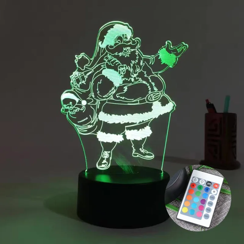 

LED Colorful Night Lights Christmas 3D Table Lamps Creative Products Elk 16 Colors New Year Party Home Desk Decoration