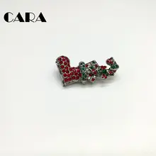 CARA 2017 New Christmas Gifts Nice Red Boot Brooches Pins for Women Full Rhinestones Christmas Brooches for New Year CARA0113