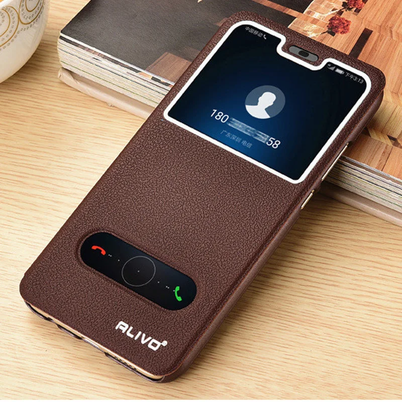 

For Huawei P Smart Plus Case 6.3'' Flip PU Leather Phone Case For Huawei P Smart Plus Cover P Smart + View Window PC Back Wallet
