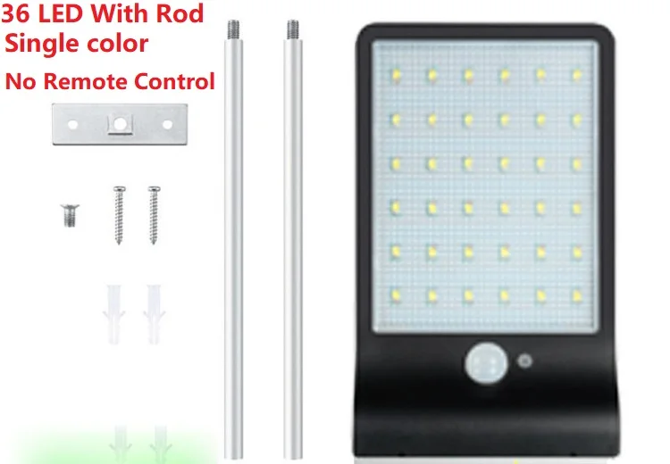 36/48 светодиодов солнечный светильник водонепроницаемый светодиодный уличный солнечный светильник гирлянда настенный светильник s лампа на солнечной батарее с батареей - Испускаемый цвет: 36 LED With Rod 03