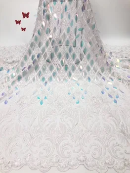 

2019 French lace fabric white wedding Dress high quality african tulle lace fabric 3d flower embroidered tulle lace fabric