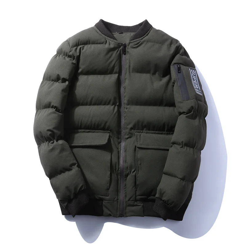 Moocare Men Thicken Short Cotton Parkas Plus Velvet Size M-5XL Solid Big Pockets Puffy Coat | Мужская одежда