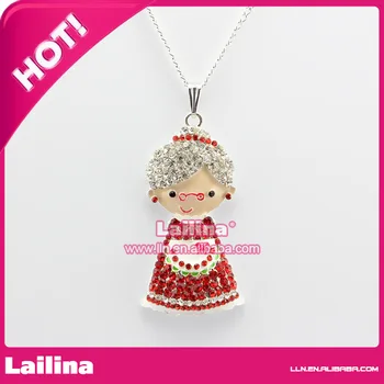 

30pcs/lot Rhinestone Mrs Santa Claus Pendant & Charm for Christmas Holiday Cute Hot Sell