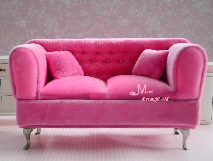 

Pink Double Seat Sofa 1/6 scale for DOLL Dollhouse Miniature For 1:6 Scale Doll