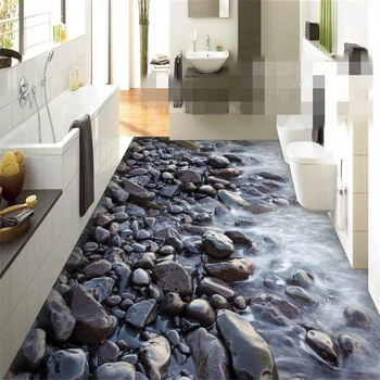 

beibehang Custom fantasy painting pvc 3d flooring painting river stone for indoor bathroom bedroom papel de parede 3d wallpaper