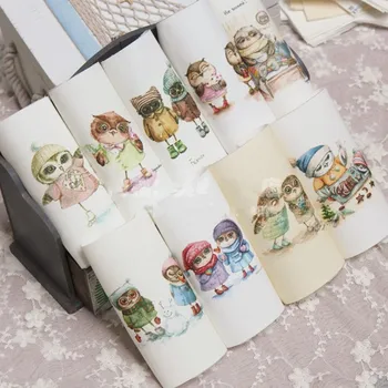 

New 15*15CM 9PCS Love Each Other Owl Print Hand Dyed Cotton Linen Fabric Sewing DIY Patchwork Hand Embroidery Quilt Bags Tecido