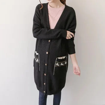 

Spring Autumn Casual Loose Knitting Sweaters For Pregnant Women Cardigans Coat Maternity Outerwear Knitted Long Sweater H10
