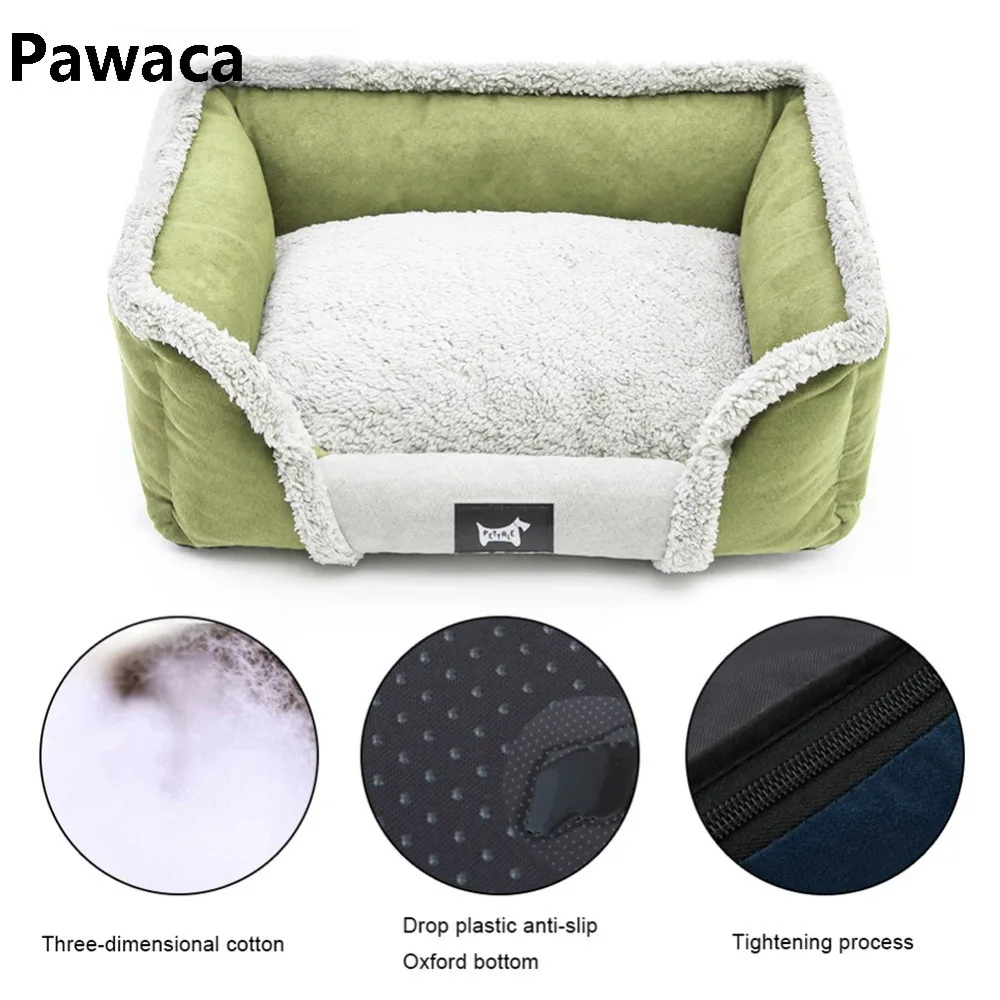 cheap Pet Sofa Dog Beds Waterproof Bottom Soft Fleece Warm Cat Bed 3 Color Convenient And Warm Pet House Pet Supplies S XL