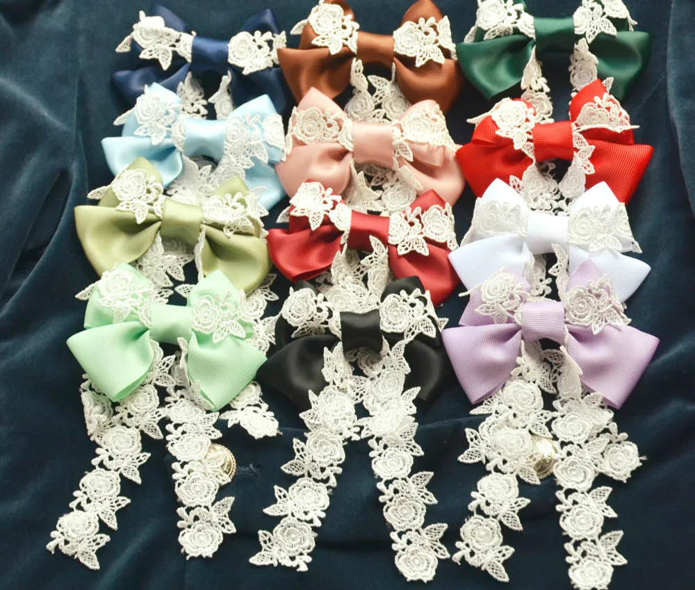 Princess sweet lolita hairpin Classic all-match Rose Lace Bow hand Lolita 15 color into hairpin clip MHTSP009