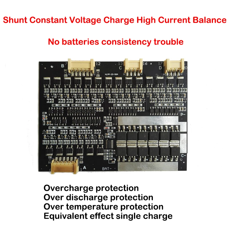 

13S 14S 15S 16S 17S 20S Protection Board Lifepo4 LTO Li-ion Lipo Lithium Iron Battery Equivalent Single Charge Balance 50A BMS