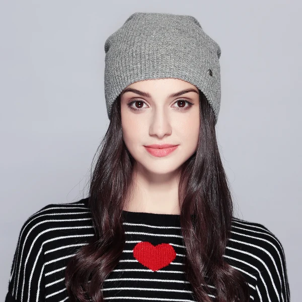 Light Gray Теплые Шапки Модные Осенние Шапочки Для Девочки Зимние Новые Сетчатые Вязаные Шапки Из хлопока Женские Головные Уборы Дамская Шапка - Цвет: Light Gray