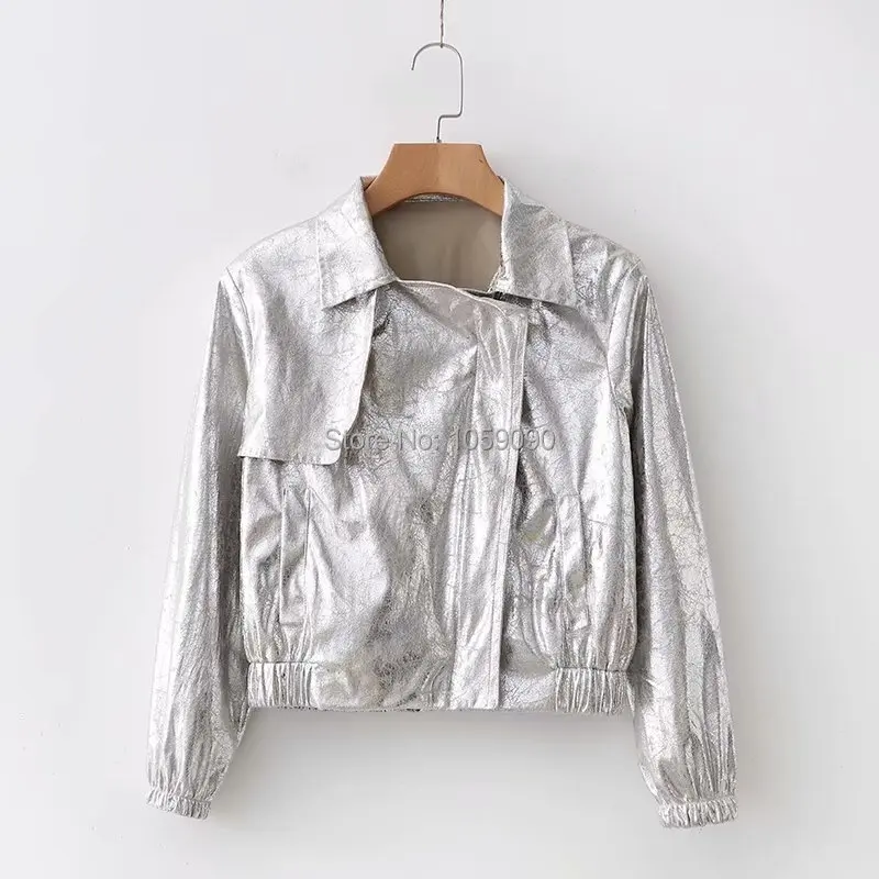 Longues Mode Élastique Biker Court Veste As À Manches Zip Wishbop Métallique Asymétrique Poches Revers Poignets Col Z1975 Show Avec Nouvelle 51xwqpP