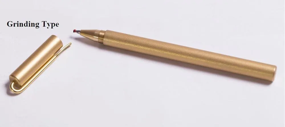 Handmade-Pure-Brass-tactical-Ballpoint-Pen-School-Pen-Refillable-Gel-Pen-Pen-Bag-High-Quality-Free (3)