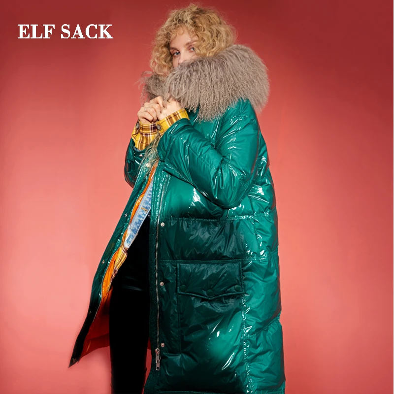Goede ELF zak Nieuwe Vrouw Down Jas 90% Witte Eendendons Casual Dames Jassen Solid Brede taille Femme Winter Dragen jassen Voor Vrouwen