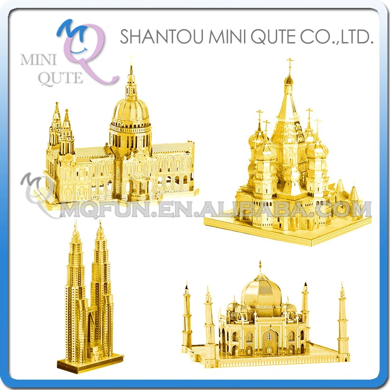 

Piece Fun world architecture Metal Puzzle Golden Taj Mahal St.Paul's Saint Basil's Cathedral Petronas Towers educational toy