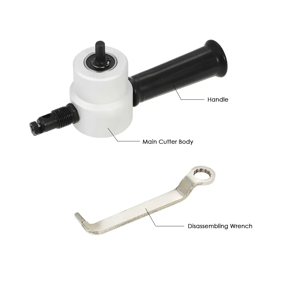 

Double Head Nibble Metal Cutting Sheet Nibbler Saw Cutter 360 Degree Drill Attachment Power Tool