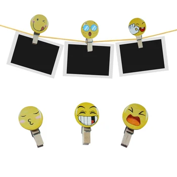 

FangNymph 10Pcs/Pack Cartoon Mini Smiling face Wooden Clip Clothes Decorations Photo Paper Clip Craft Postcard Gift Clips