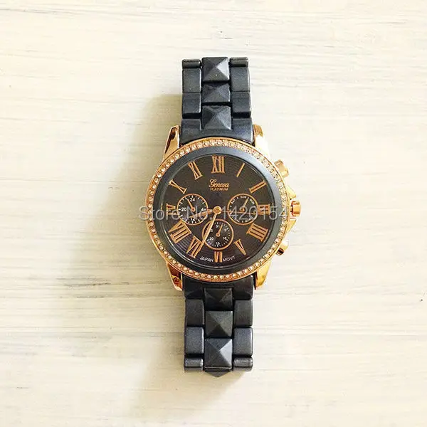Женева Platinum шик пастельные Цвет металлические часы черный Для женщин часы 2018