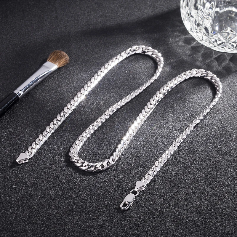 Новое поступление, мужское серебряное ожерелье с двойным соединением 6 мм, 925 пробы Серебряное модное ювелирное изделие для мужчин, ожерелье с цепочкой