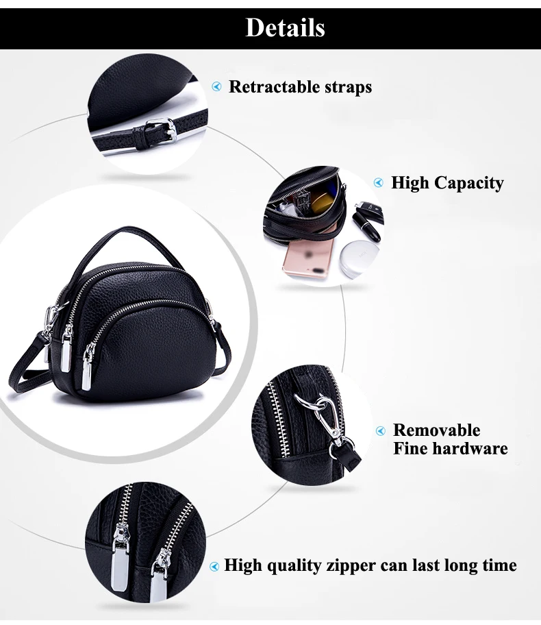 Lomelobo Women Genuine Leather Handbags Lady Litchi Pattern Shoulder Bag Casual Totes & Crossbody bags Female Girl Messenger Bag 2019 HBL222 Details (04)