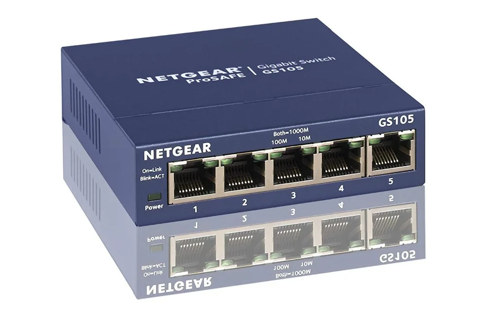 Original Netgear GS105 5 Port 10 100 1000 Gigabit Ethernet Bandwidth 10 Gbps Unmanaged Desktop Switch 1