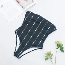 Сексуальный Монокини с вырезами, купальник, Одноцветный Полосатый Цельный купальник, Женский винтажный боди с высокой талией, пляжный купальный костюм