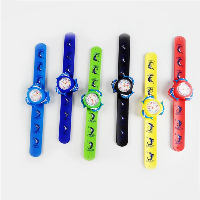 

Cartoon Rotate Gyro Dolphin Children Watch Silicone Jelly Slap Watch 3D Creative Quartz Sports Kids Watch Boys Girls Hours Clock