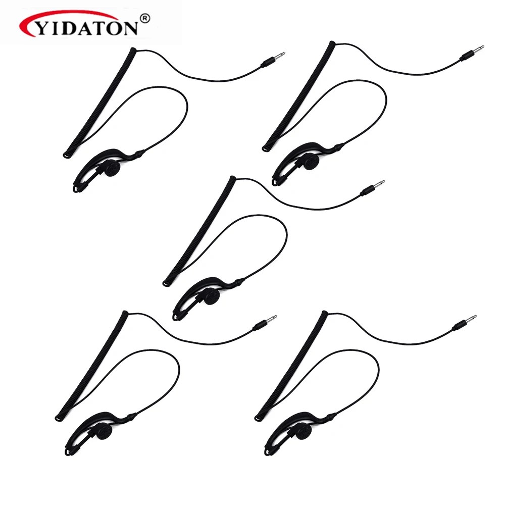 

5pcs New Walkie Talkie Headset 3.5mm Listen Only Earpiece for Speaker Mic Earpiece Headset B shape Single Ear Hanging Earphone