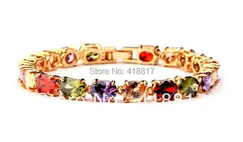 

Venus Colorful Charm AAA+ Oval Swiss Cubic Zirconia Strand Bracelet Free Shipping