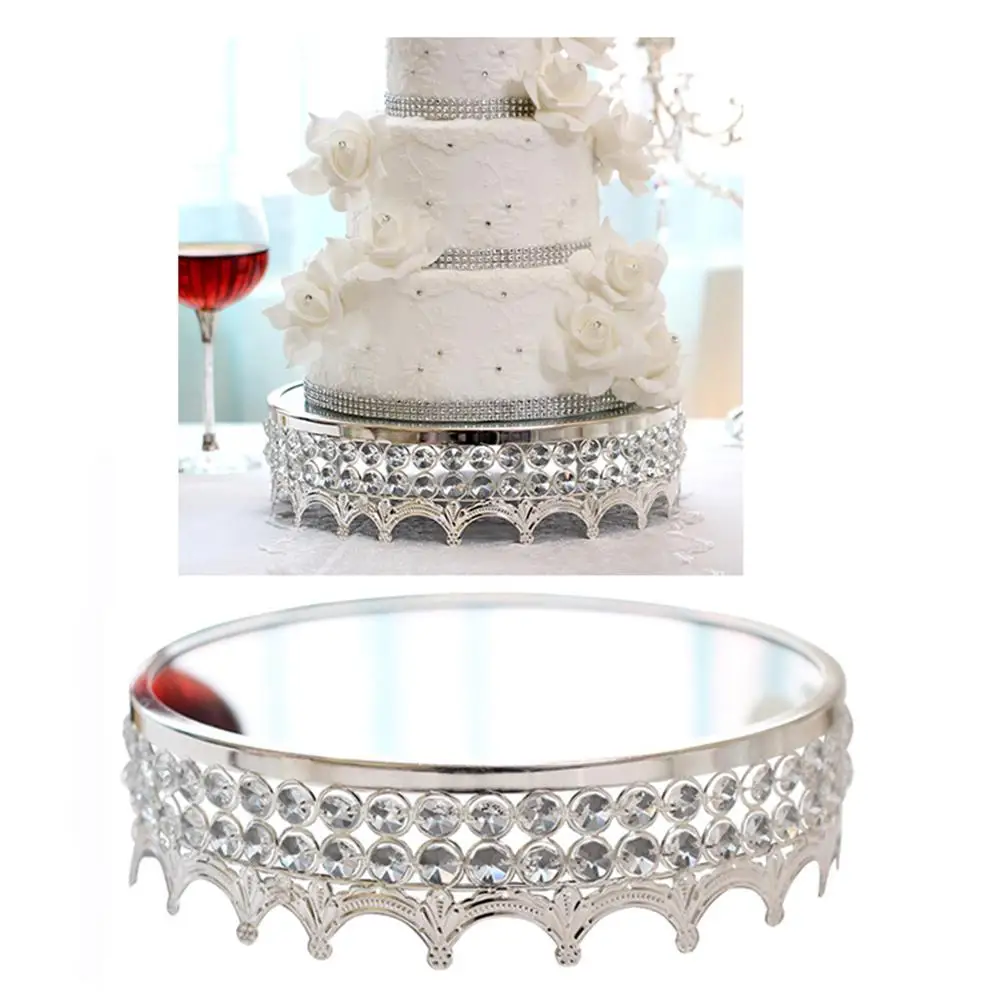 H&D Vintage Collection Antique Sliver 11'' Mirror Cake Stand, Round