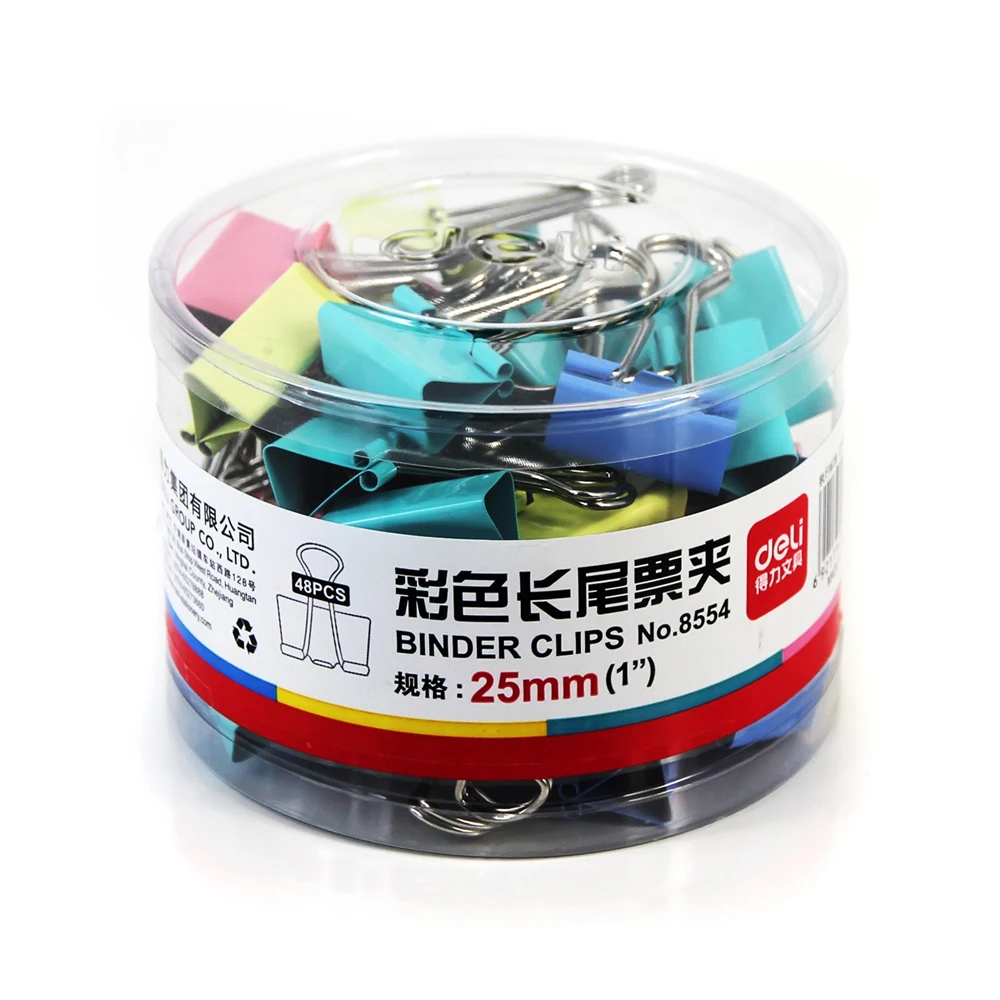 

Deli Long Tail Clip 8554 Color Metal Wallet / Dovetail Clip / Data Folder 25mm Office Accessories Paperclips