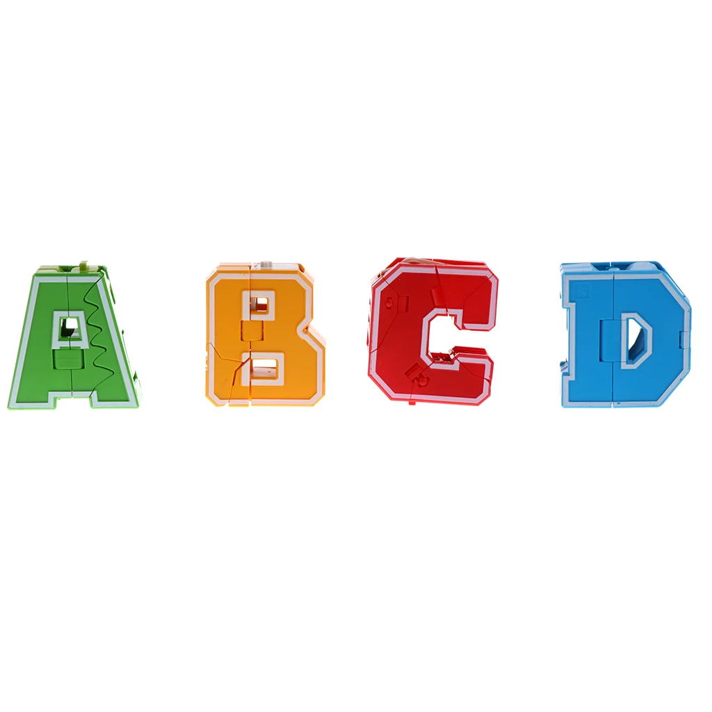 Pack of 4 English Letters Armour Team Transforming Robot Kids Children Educational Toy Party Bag Fillers - A B C D